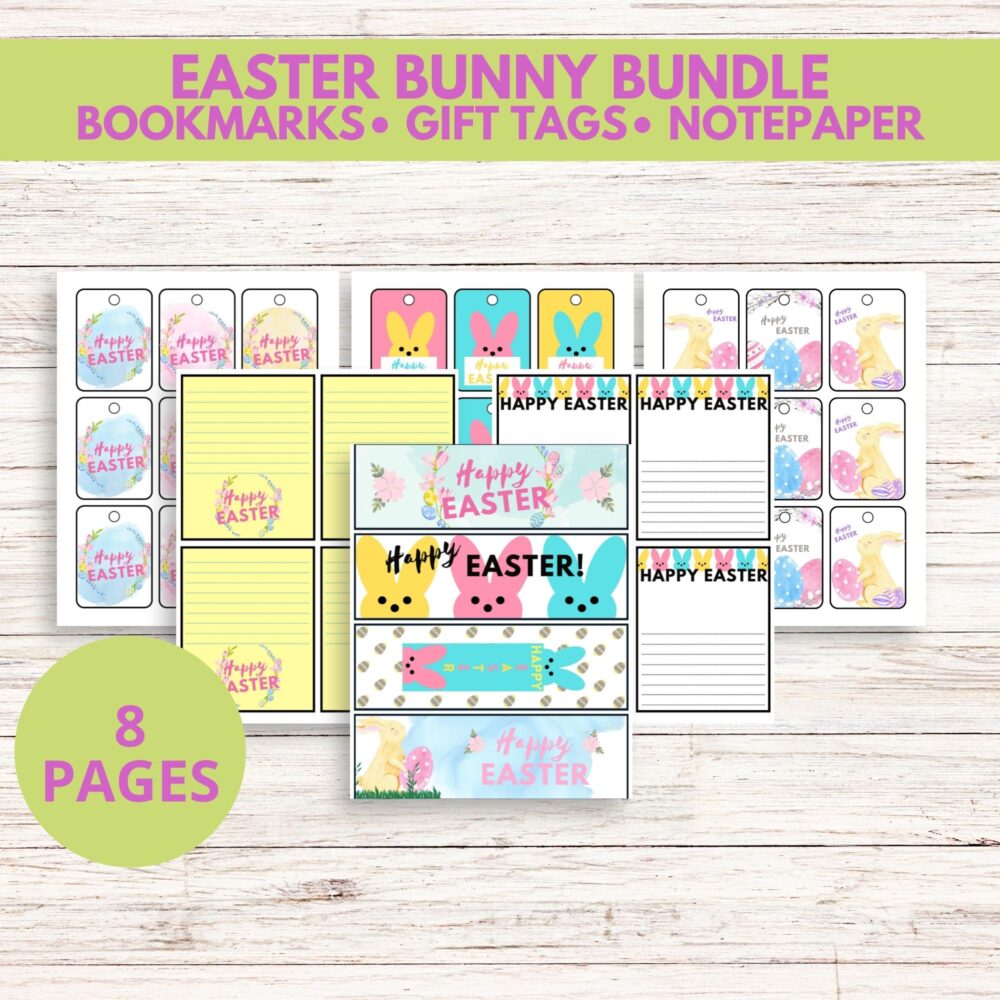 Printable Easter Gift Tags, Bookmarks, and Notepaper