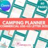 PLR- Camping Planner canva templates, US Letter size, 60 pages