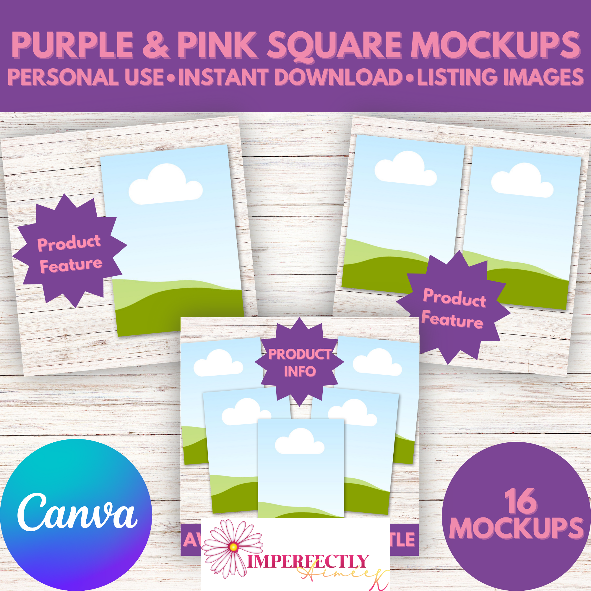 purple and pink mockups