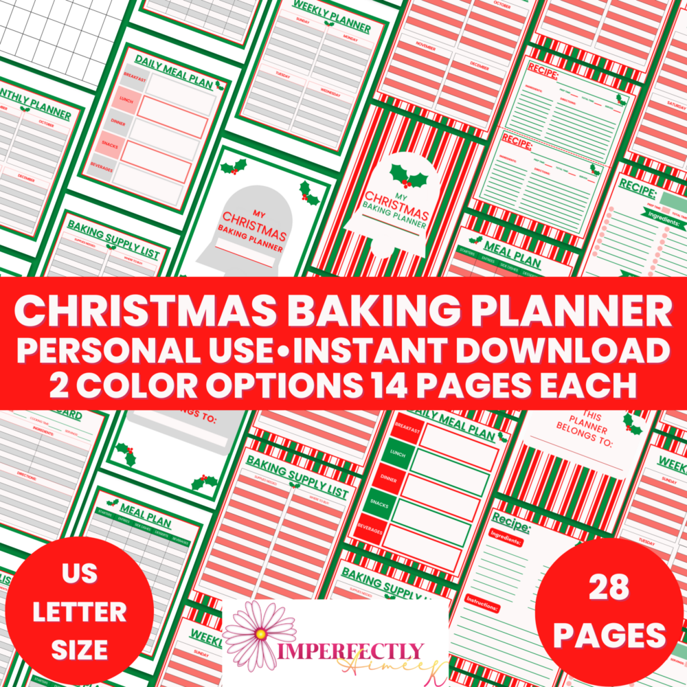 Holiday Baking Planner- US letter size, 28 pages