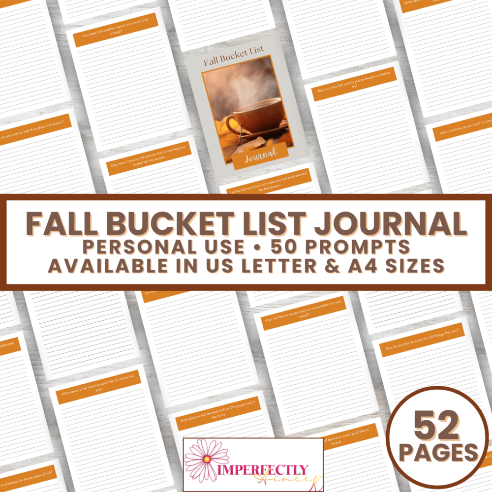 Fall Bucket List Journal with 50 prompts for personal use